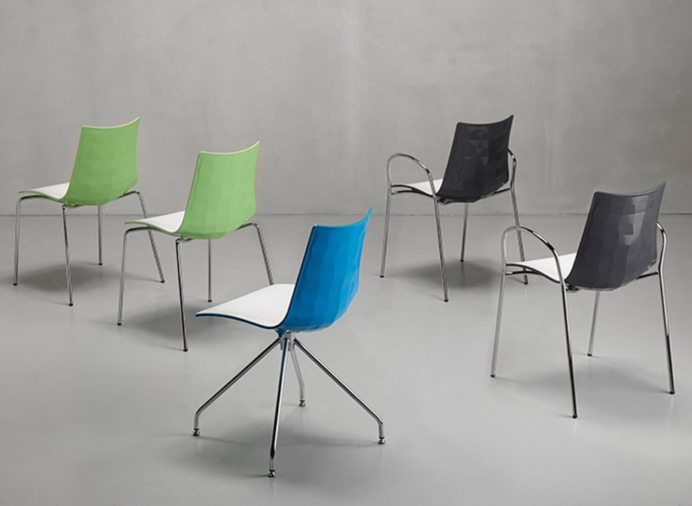 Кресло пластиковое двухцветное Scab Design Zebra Bicolore, хром, белый, антрацит