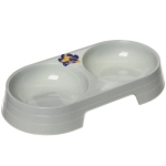 Миска пластиковая двойная, цвет оливковый, 23*12,2*3,5см