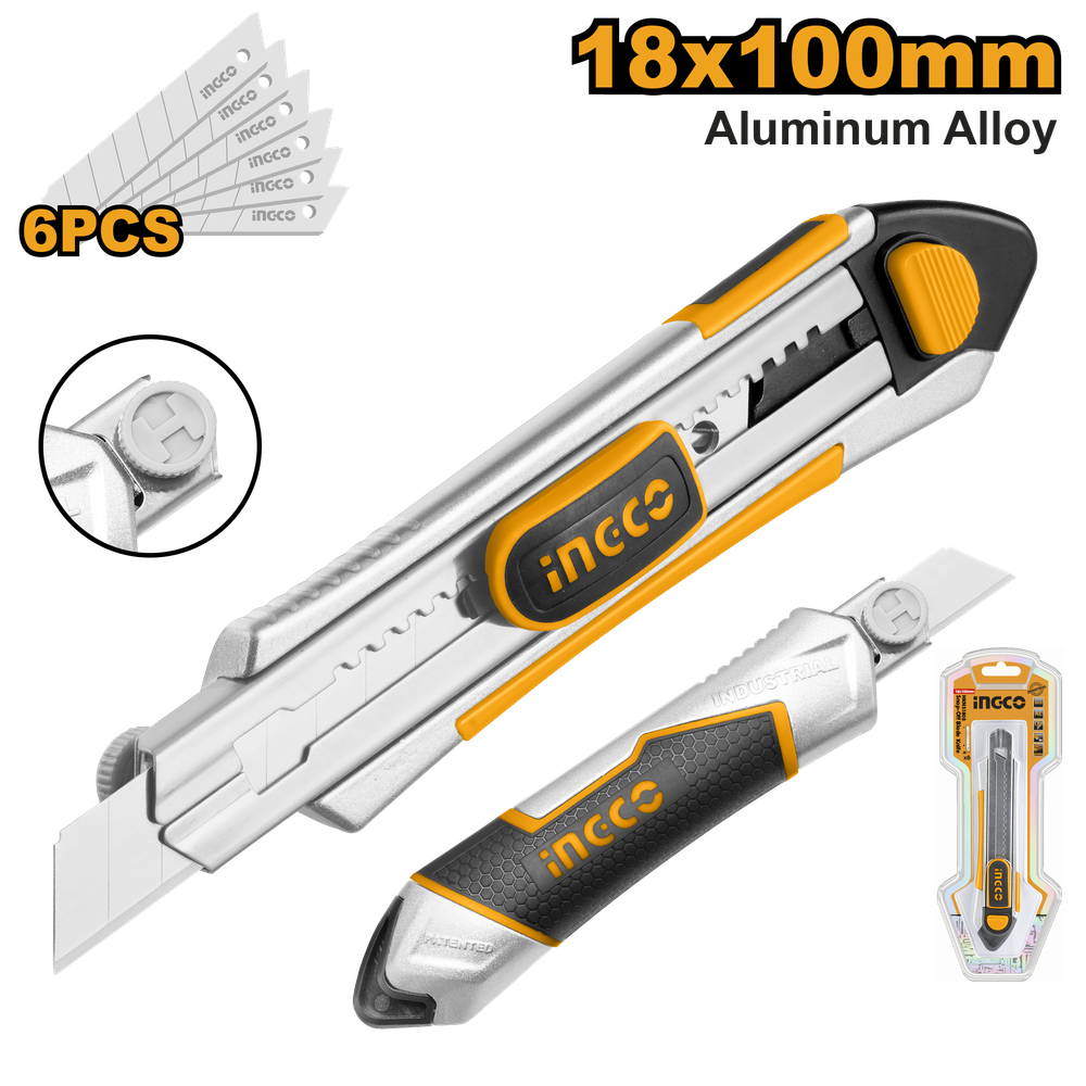 Нож канцелярский INGCO HKNS1808 INDUSTRIAL 18*100 мм Нож канцелярский INGCO HKNS1808 INDUSTRIAL 18*100 мм