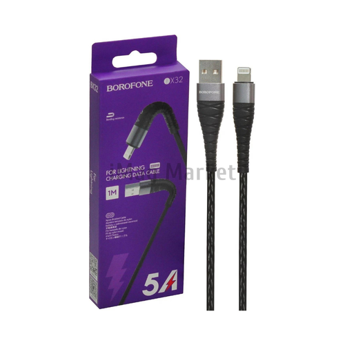 Зарядный кабель Borofone BX32, USB-A - Lightning, 2.4A, 12W, 1 м, черный