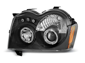 Передние фары Jeep Grand Cherokee WK angel eyes black