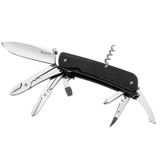 Складной нож multi-functional Ruike LD41-B черный c клинком из стали Sandvik™ 12С27, рукоять G10