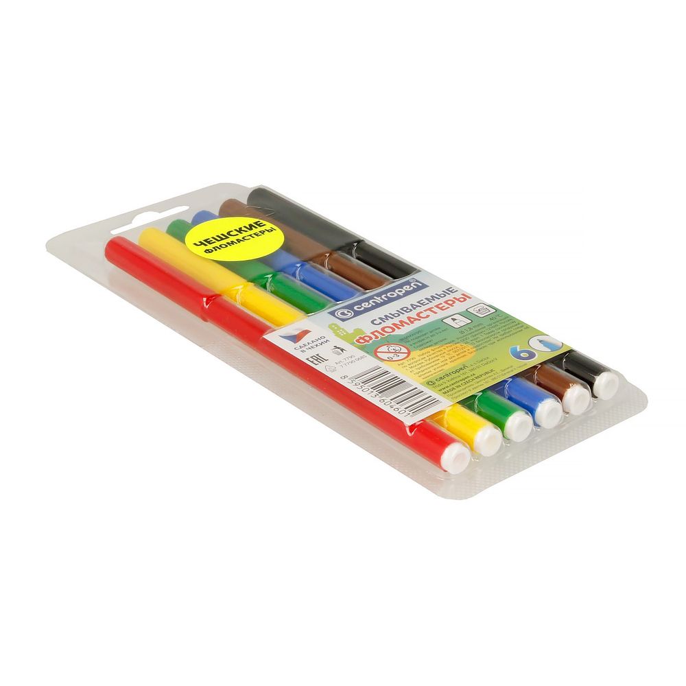 Набор цветных фломастеров WASHABLE TP 7790/6 6 цв, 7790/6, Centropen 7790/6