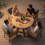 Стол круглый обеденный Ideal Patio AMATO карбон, тик