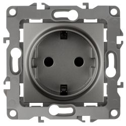 Розетка ЭРА Серия 12 12-2102-12 2P+E Schuko со шторками 16A-250В IP20 графит | Эра 12
