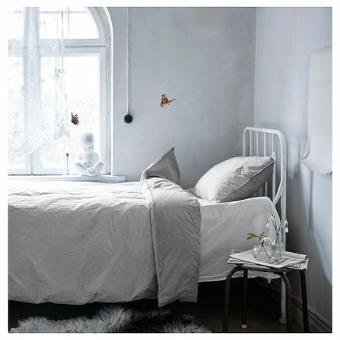 Комплект постельного белья IKEA BLAVINDA (БЛОВИНДА), Односпальный, Серый, 150x200, 50x80 см