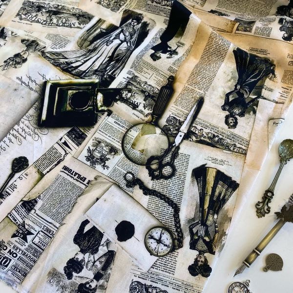 МОДА ВИНТАЖ, ЧЕРНИЛЬНИЦА отрез 90 см, Handmade Fabrics 100% хлопок 3