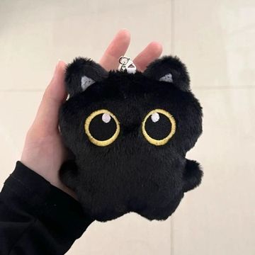 Мягкий брелок "Котик" большие глазки, черный