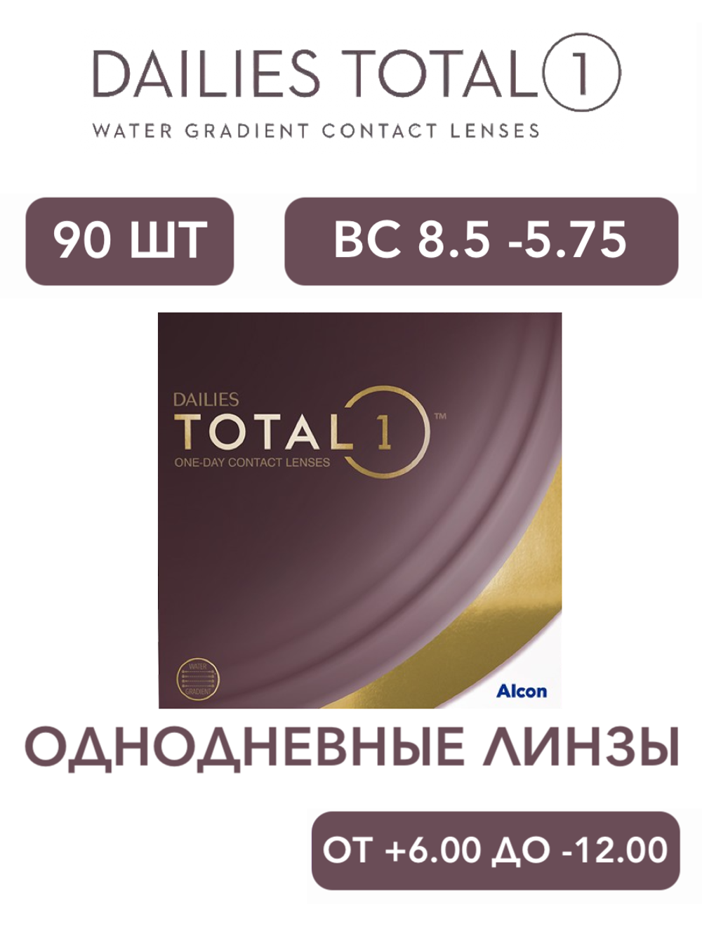 Однодневные контактные линзы Dailies Total 1 (уп. 90 линз)