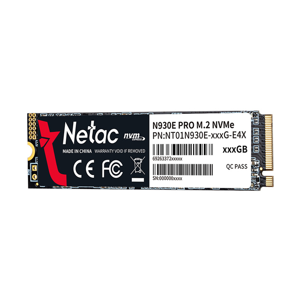 SSD Netac N930E Pro 512Гб, M.2 2280, NVMe, Retail, TLC, PCIe3.0, Чтение:2130мб/с, Запись:1720мб/с (NT01N930E-512G-E4X)