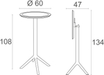 Стол пластиковый барный складной Siesta Contract Sky Folding Bar Table 60, бежевый