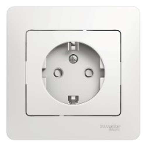 Schneider Electric Glossa Белый Розетка с заземляющими контактами со шторками, в сборе с рамкой IP20 скрытая установка GSL000144