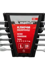 Набор ключей комбинированных, 8-17 мм, 6 шт, CrV, матовый хром Matrix — фото 4