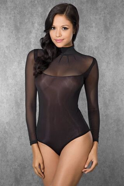Полупрозрачное боди с длинным рукавом Doreanse Sweety (Размер: XL) (Цвет: черный)