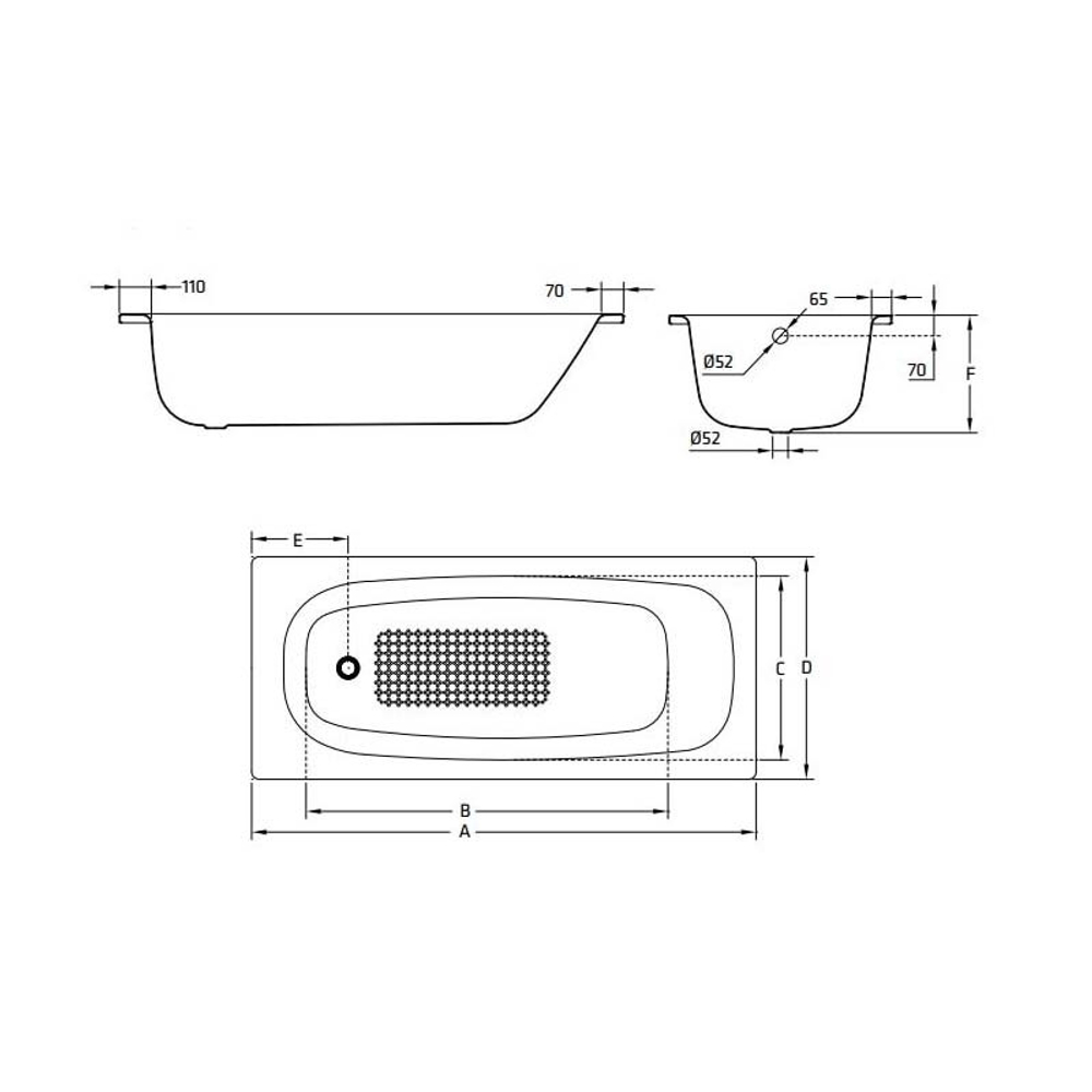 Ванна стальная BLB UNIVERSAL HG 150х70 белая, без отверстий для ручек