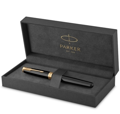 Ручка-роллер Parker Sonnet Black Lacquer GT 1931496, стержень: F, цвет чернил: black, в подарочной упаковке