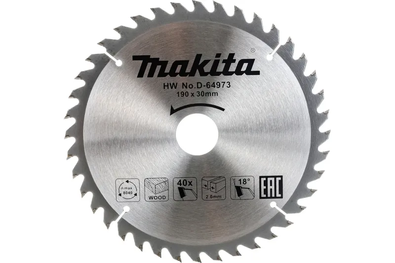 Пильный диск Makita D-64973 190×30 мм, 40T, дерево