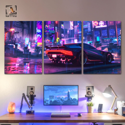 Картина karTTina "НЕОНОВЫЙ ДРАЙВ", 150 см х 70 см
