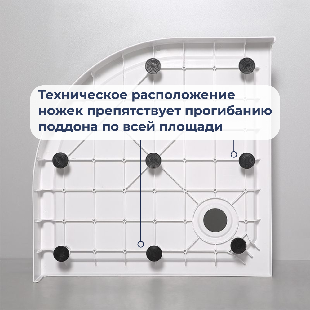 Душевой поддон полукруглый RGW SMC/R-C W Белый (800x800)