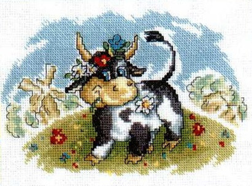 "Корова на лугу"-C089 вышивка