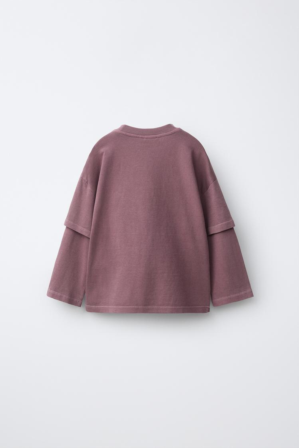 ZARA ФУТБОЛКА С ДВОЙНЫМИ РУКАВАМИ, ПУДРОВО-РОЗОВЫЙ