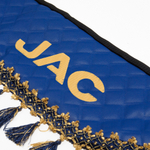 Ламбрекен с косынками стеганые JAC (экокожа, синий, синие кисточки)