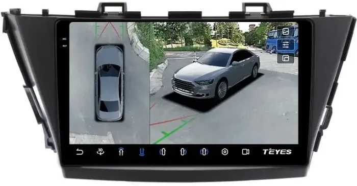 Магнитола для Toyota Prius Alpha 40 2011-2014 (правый руль) - Teyes CC3-2K-360 на Android 10, Быстрая, 2K QLED, CarPlay, 4G SIM-слот, 4 камеры в комплекте