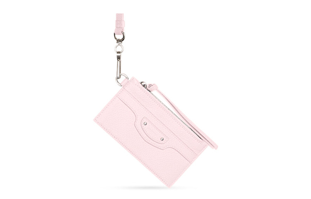 Balenciaga Neo Classic Grained Calfskin Card Holder Women"s Pink