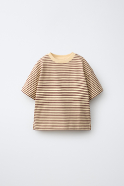 ZARA ФУТБОЛКА В ПОЛОСКУ, ТЕМНО-ЖЕЛТЫЙ