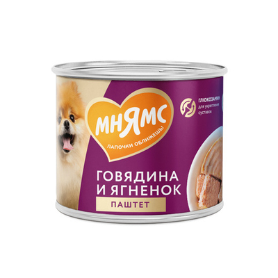 Влажный корм Мнямс На каждый день Паштет из говядины и ягненка для собак «ЗДОРОВЫЕ СУСТАВЫ» 12шт по 200 г