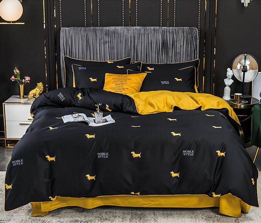 ZEPHYR HOME КПБ 1.5 Полуторка Египетский хлопок Синий собачки