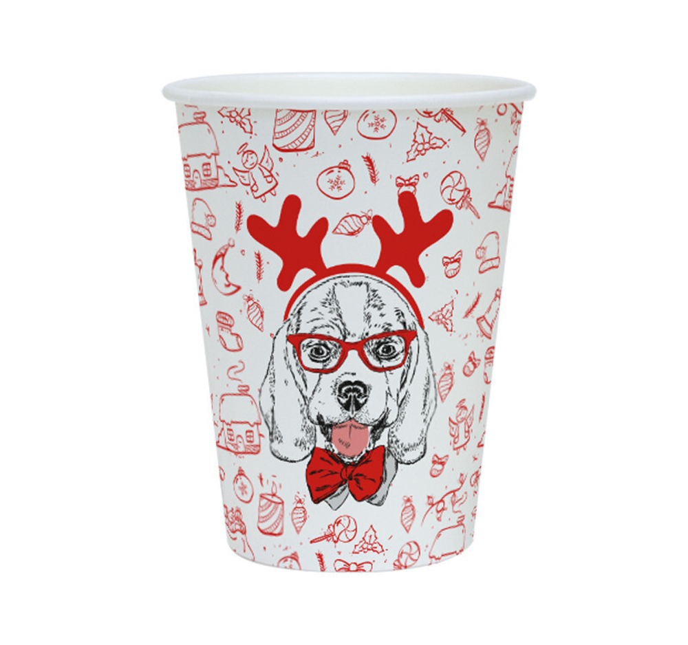 Стакан бумажный 1сл 300 (364) мл d=90мм для горячего Happy New Year Dog