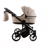 Детская универсальная коляска Adamex LEO DUO Deluxe (2в1) DUO-SA7 - Светло-бежевая экокожа