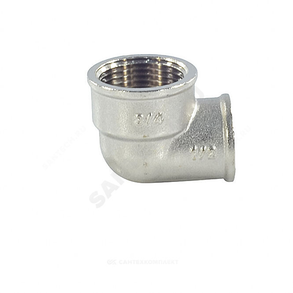 Угольник латунь никель переходной Ду 25х15 (1"х1/2") ВР/ВР SantechSystems