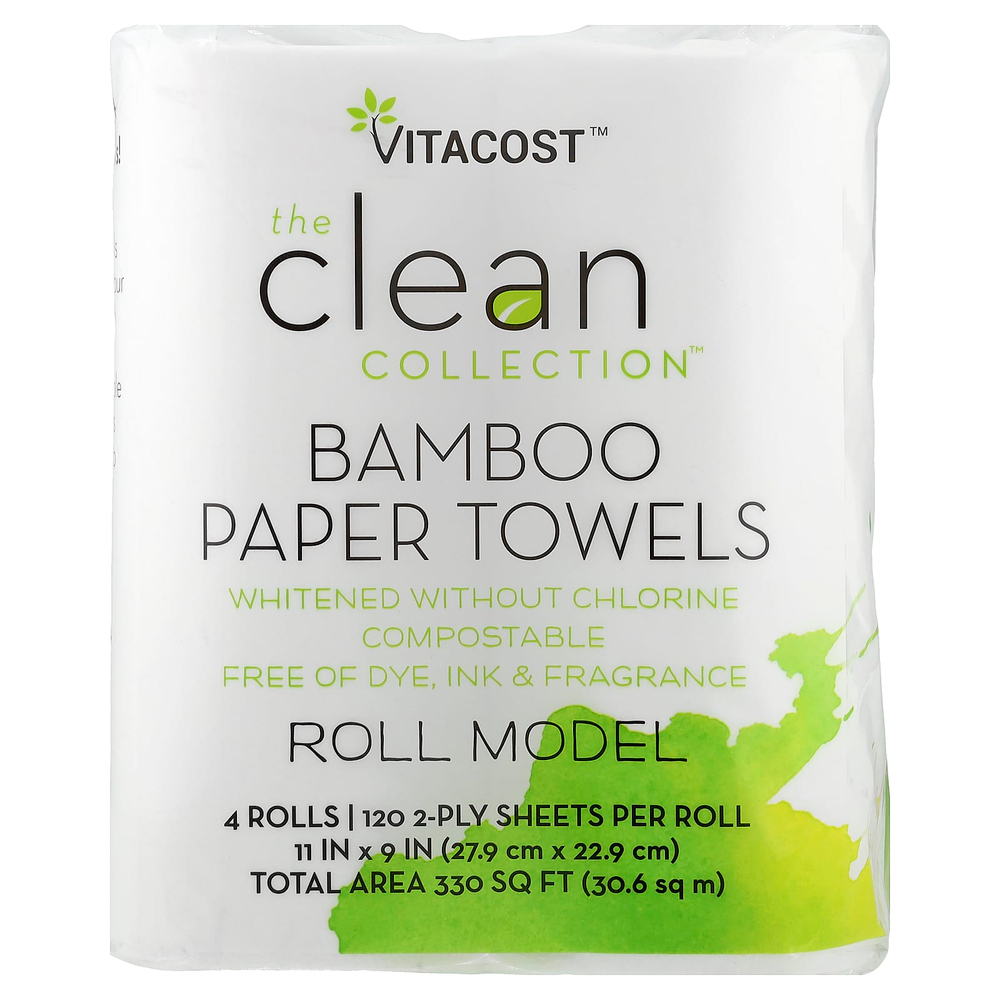 Vitacost, The Clean Collection™, Bamboo Paper Towels, 4 Rolls