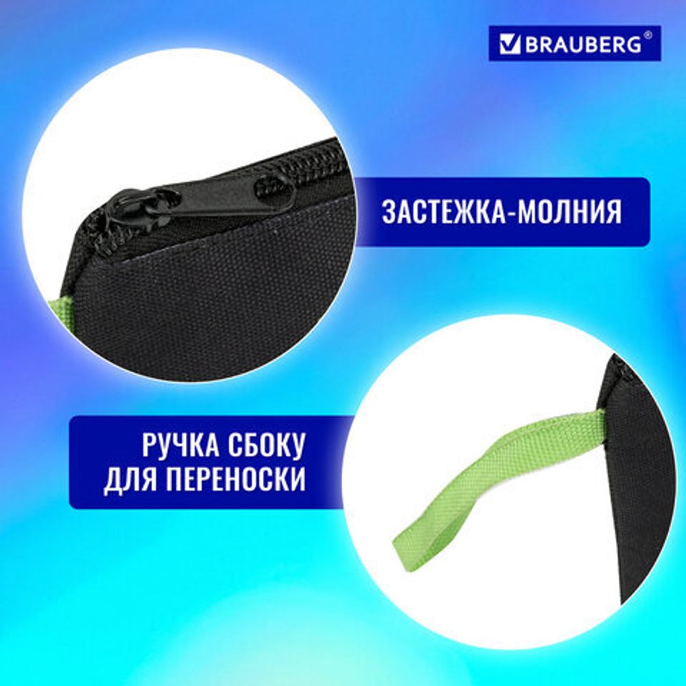 Папка для тетрадей BRAUBERG А5, 1 отделение, полиэстер, на молнии, с ручкой, "Tyrannosaur", 272203