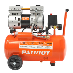 Компрессор Patriot поршневой безмасляный WO24-260S, 260 л/мин, 8 бар, 1500 Вт, 24л, быстросъемный1/4"