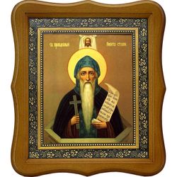 Никита Столпник Переяславский преподобный чудотворец. Икона на холсте.
