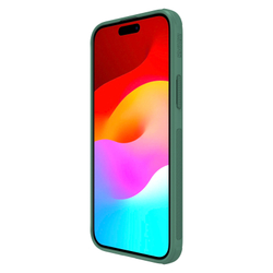 Усиленный чехол зеленого цвета (Deep Green) от Nillkin c поддержкой зарядки MagSafe для iPhone 15, серия Super Frosted Shield Pro Magnetic Case