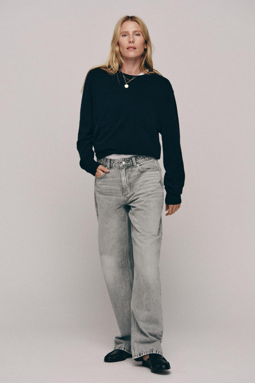 ZARA ДЖИНСЫ Z1975 REGULAR FIT LONG LENGTH С ВЫСОКОЙ ПОСАДКОЙ, СЕРЫЙ