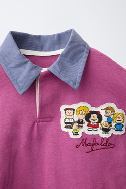 ZARA ПОЛО С НАШИВКОЙ MAFALDA ©, СИРЕНЕВЫЙ