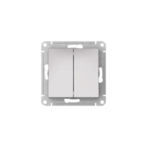 Выключатель двухклавишный Systeme Electric AtlasDesign Aqua Алюминий, самозажимные клеммы ATN440351S