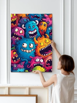 Картина Улыбчивые монстрики модульная 50x70см 1шт.