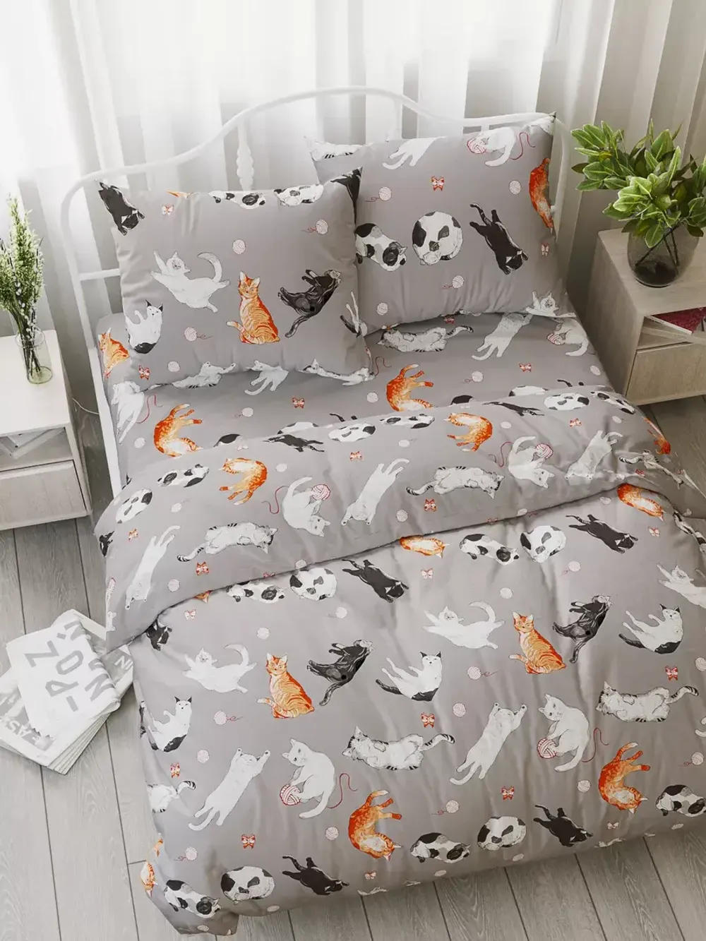 Наволочка комплект 2шт перкаль Сказка "Kitties" 45х45 см на молнии