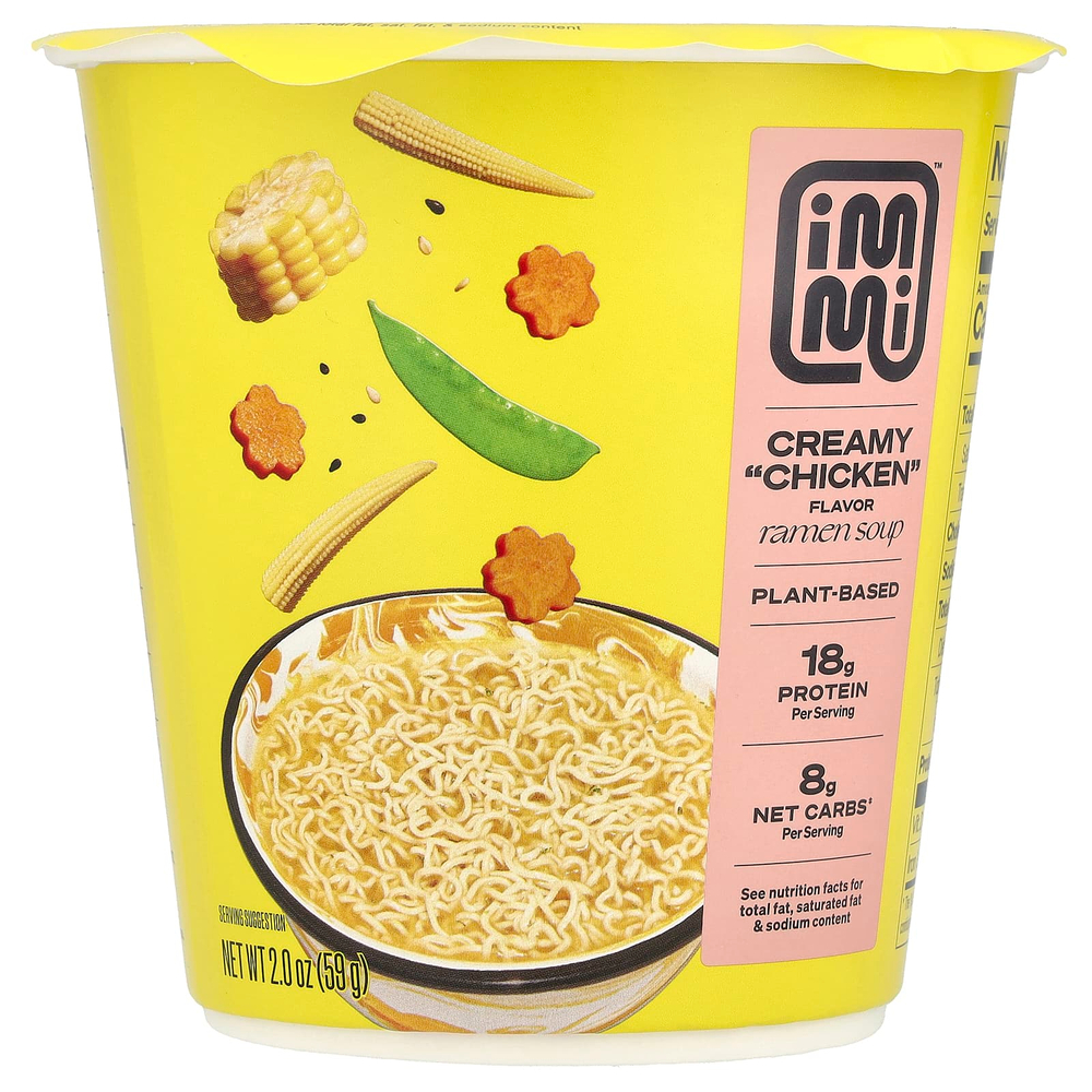 Immi, Cup Ramen Soup, курица со сливками, 59 г (2 унции)