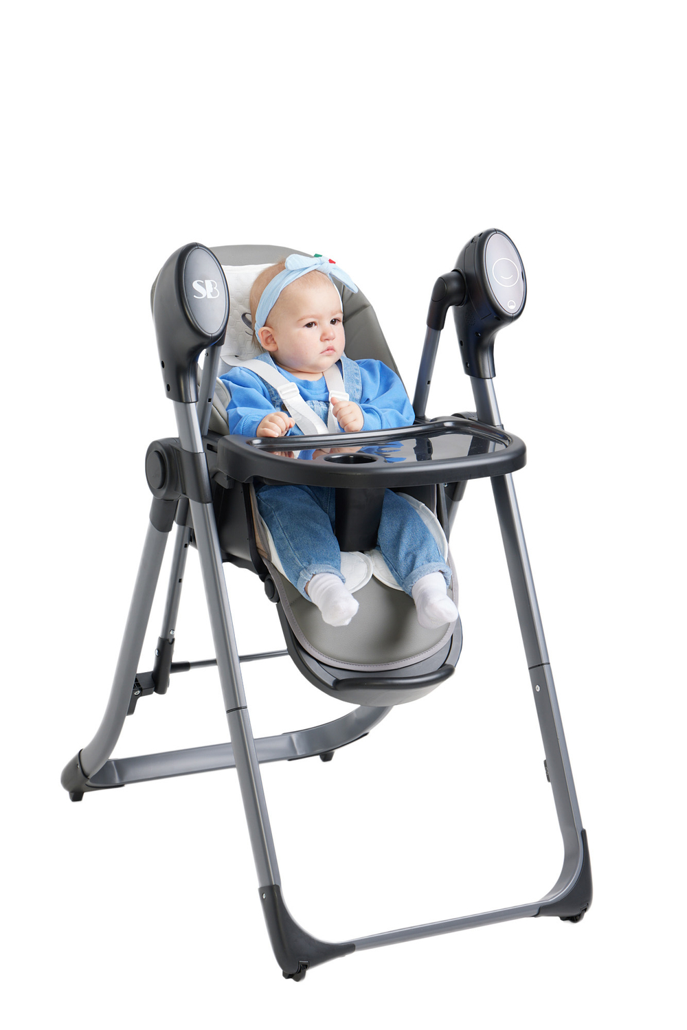 Стульчик для кормления - Электрокачели Sweet Baby Amuleto Steel Grey