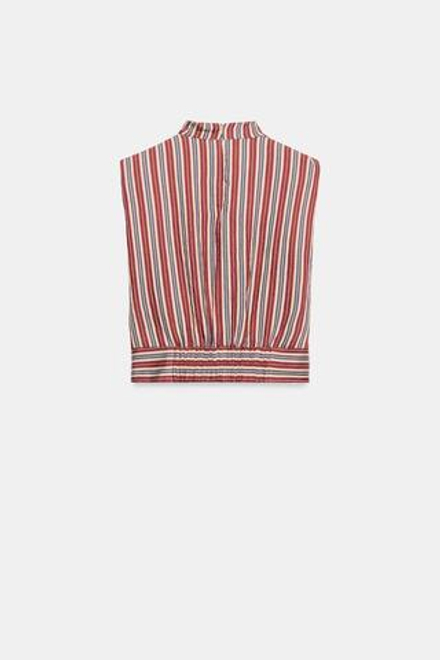 ZARA ТОП В ПОЛОСКУ С УЗЛОМ И ФУРНИТУРОЙ, ЭКРЮ/ГРАНАТОАВЫЙ