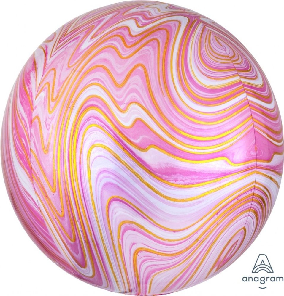 3D сфера 16" розовый мрамор