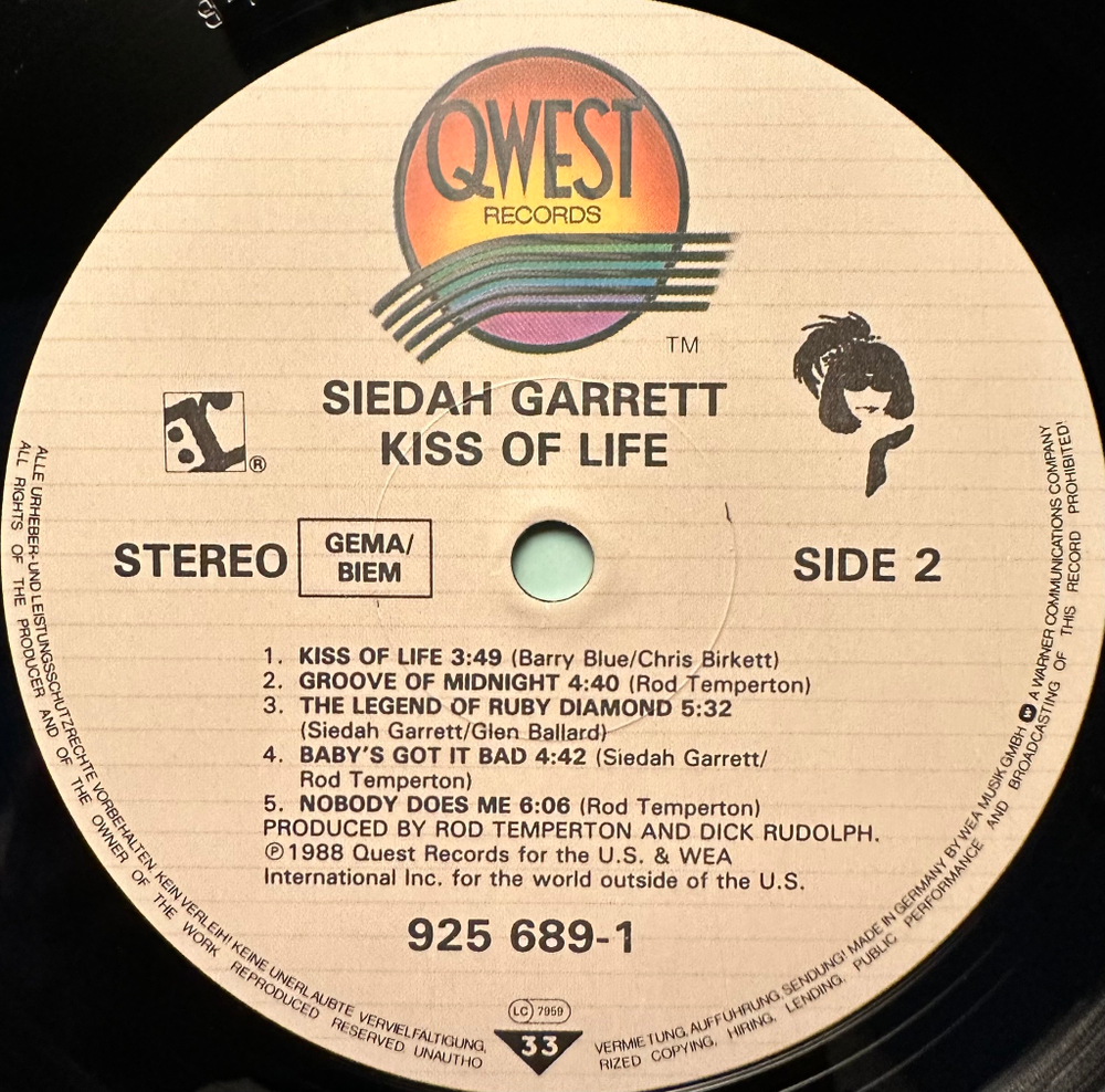 Siedah Garrett - Kiss Of Life (Германия 1988г.)