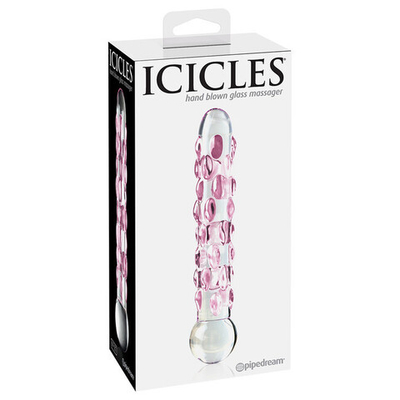 Стеклянный стимулятор Icicles No. 7 (Цвет: прозрачный с розовым)